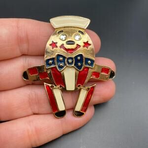 Vintage ©NEWPRO HUMPTY DUMPTY Patriotic Sailor Brooch Pin Movable Legs